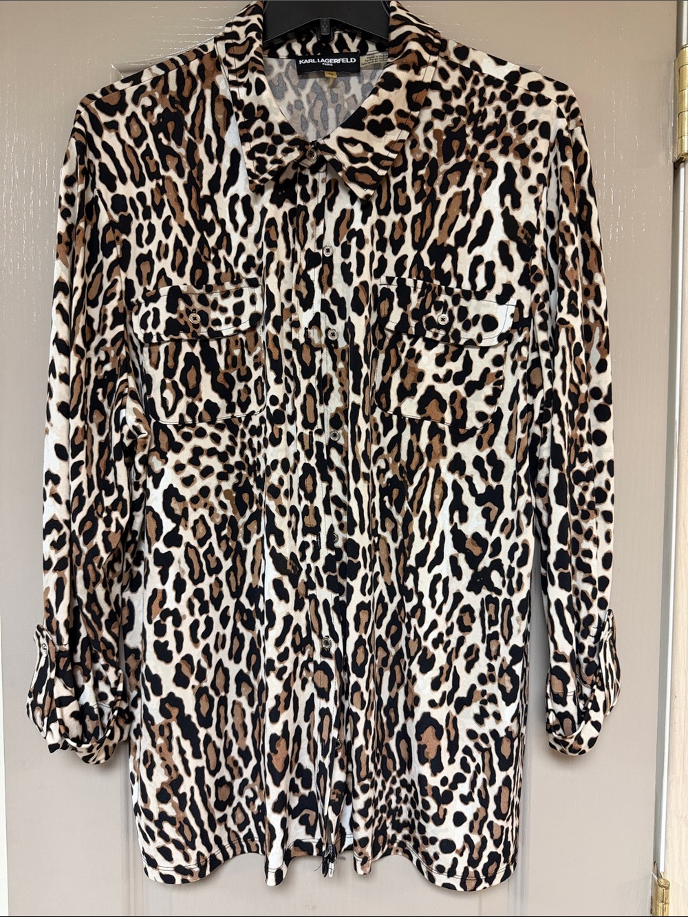 Karl Lagerfeld Leopard-Print Button Front Shirt - Brown Black White